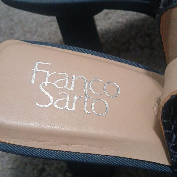 Franco Sarto blue Milano2 snakeskin print Slingback pointed toe heels Sz 10 EUC - Picture 7 of 8